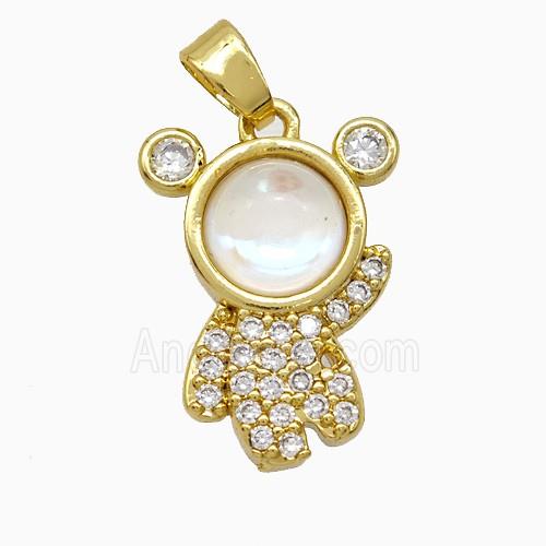Copper Astronaut Pendant Pave Zirconia Resin Gold Plated