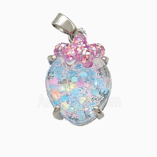 Acrylic Oval Pendant With Starfish Copper Platinum Plated