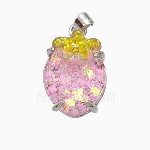 Acrylic Oval Pendant With Starfish Copper Platinum Plated