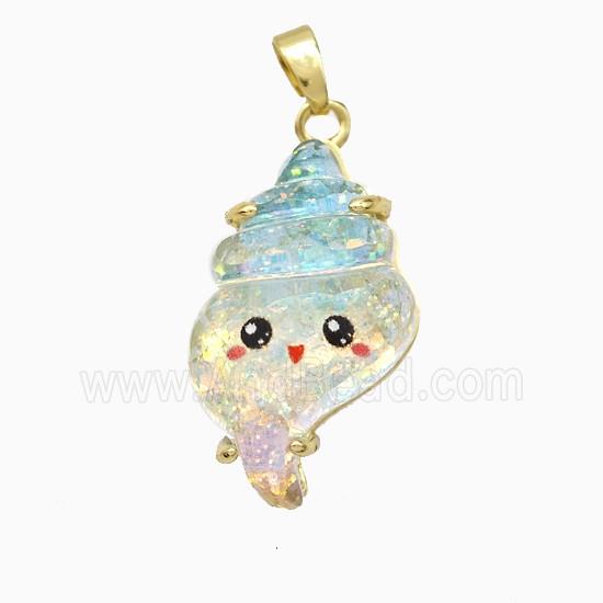 Conch Shell Charms Acrylic Pendant Copper Platinum Plated