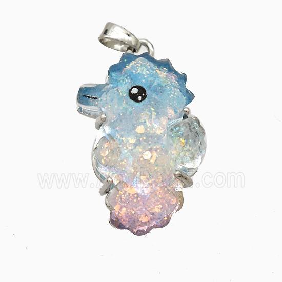 Acrylic Seahorse Pendant Copper Platinum Plated