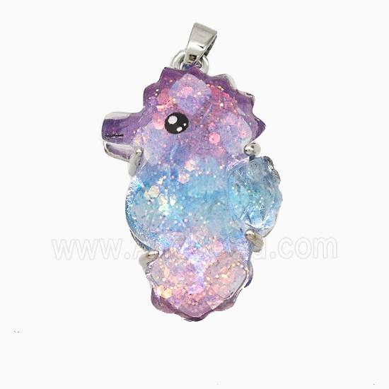 Acrylic Seahorse Pendant Copper Platinum Plated