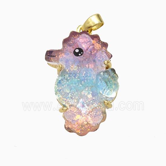 Acrylic Seahorse Pendant Copper Platinum Plated