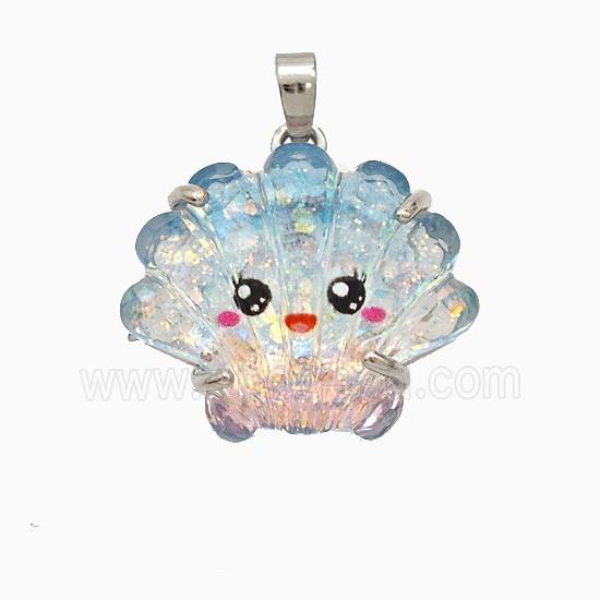 Scallop Shell Charms Acrylic Pendant Copper Platinum Plated