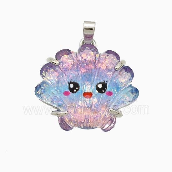 Scallop Shell Charms Acrylic Pendant Copper Platinum Plated
