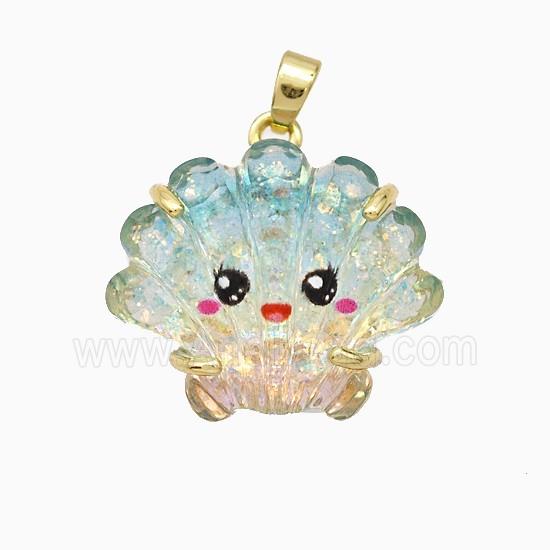 Scallop Shell Charms Acrylic Pendant Copper Platinum Plated
