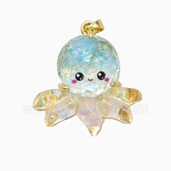 Copper Pendant pave Resin bead, Gold Plated