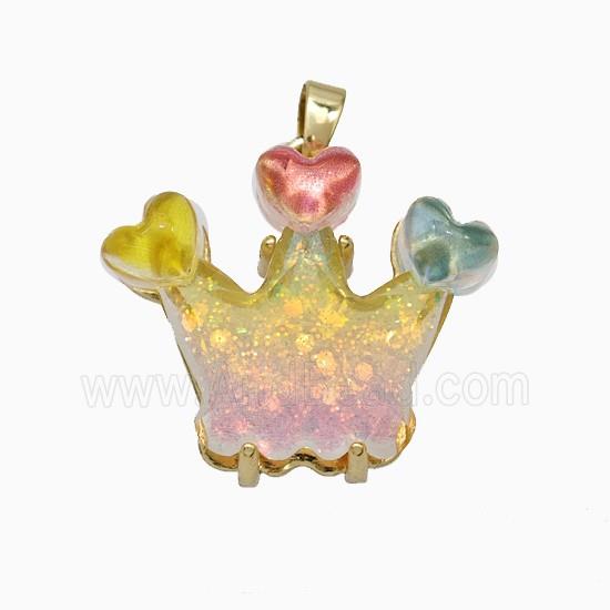 Acrylic Crown Pendant Copper Gold Plated