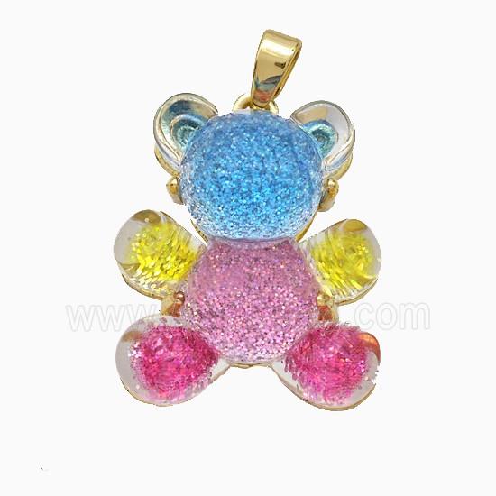 Acrylic Bear Pendant Copper Gold Plated