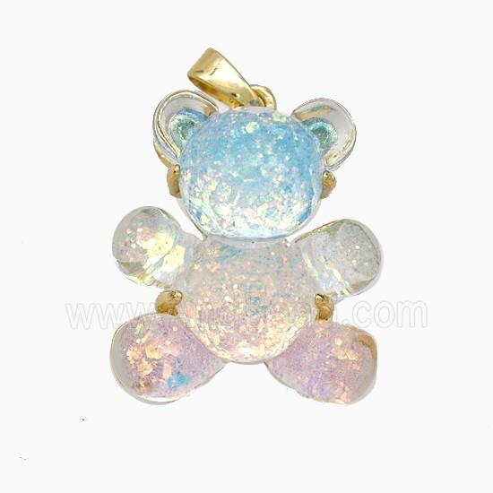 Acrylic Bear Pendant Copper Gold Plated