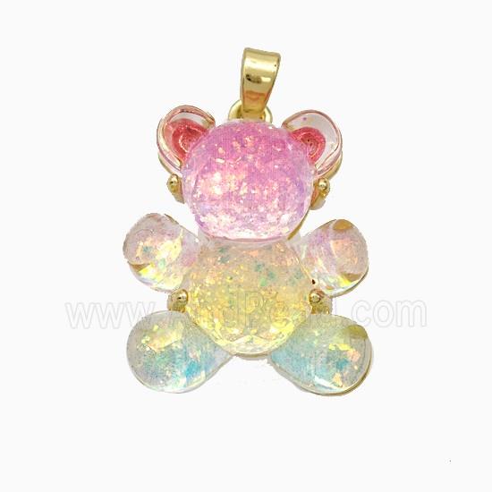 Acrylic Bear Pendant Copper Gold Plated