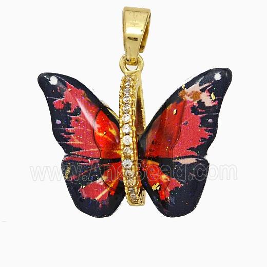 Acrylic Butterfly Pendant Copper Gold Plated