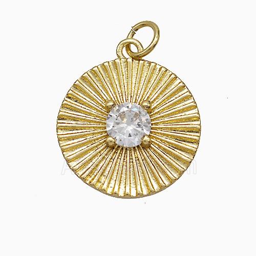 Copper Sun Pendant Pave Zirconia Gold Plated