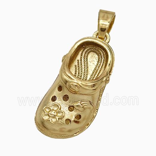 Copper Shoes Pendant Flower Gold Plated