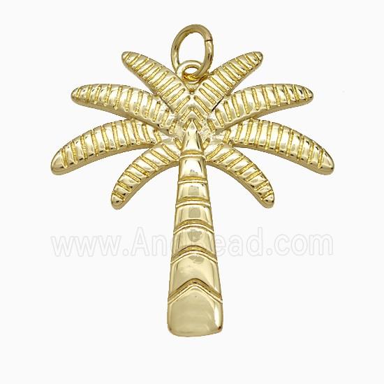 Coconut Tree Charms Copper Palm Pendant Gold Plated
