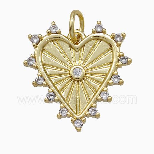 Copper Heart Pendant Pave Zirconia Gold Plated