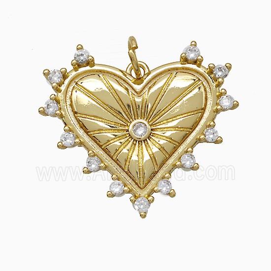 Copper Heart Pendant Pave Zirconia Gold Plated