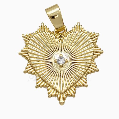 Copper Heart Pendant Pave Zirconia Gold Plated