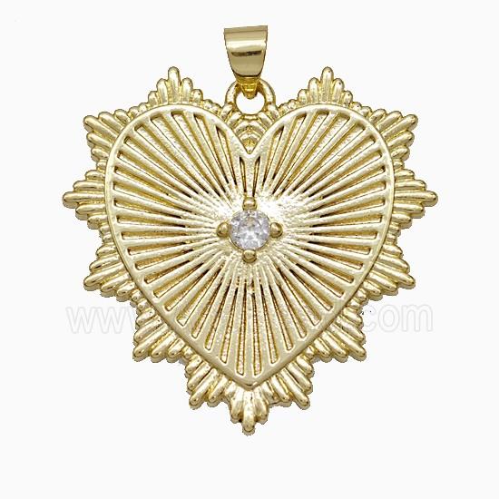 Copper Heart Pendant Pave Zirconia Gold Plated