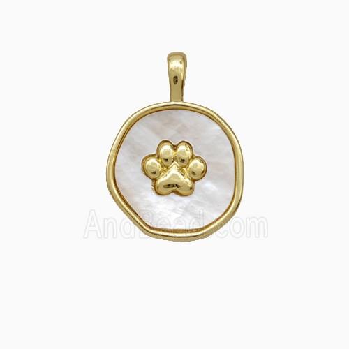Copper Paws Pendant Pave Shell Gold Plated