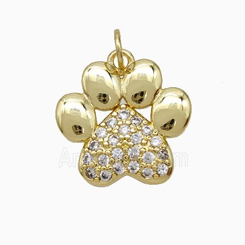 Copper Paws Pendant Pave Zirconia Gold Plated