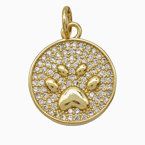 Copper Paws Pendant Pave Zirconia Gold Plated
