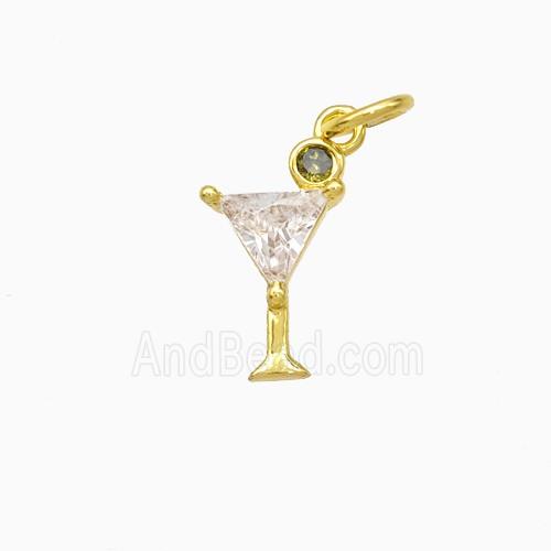 Ice Cream Bottle Drink Cup Charms Copper Pendant Pave Zirconia Gold Plated
