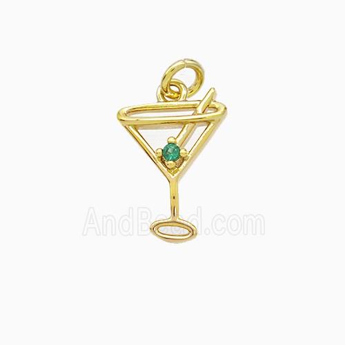 Ice Cream Bottle Drink Cup Charms Copper Pendant Pave Zirconia Gold Plated