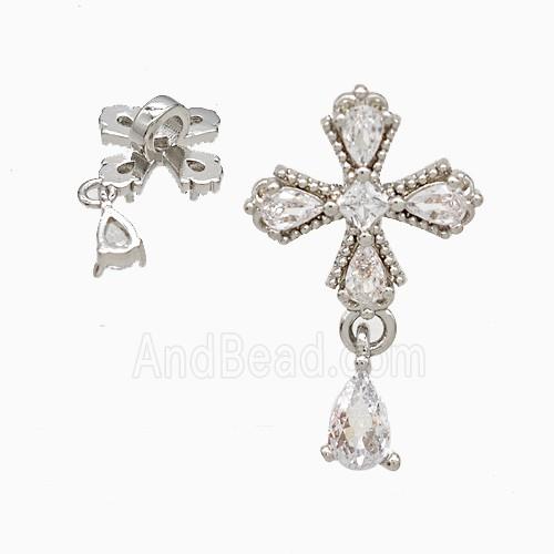Copper Cross Pendant Pave Zirconia Platinum Plated