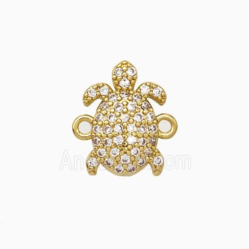 Copper Tortoise Connector Pave Zirconia Platinum Plated
