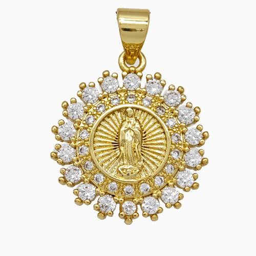 Copper Jesus Pendant Pave Zirconia Gold Plated