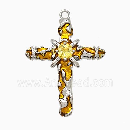 Copper Cross Pendant Pave Zirconia Platinum Plated