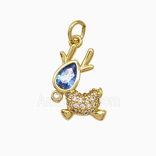 Copper Deer Pendant Micropave Zirconia Gold Plated
