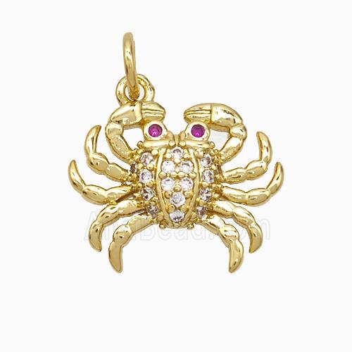 Copper Crab Pendant Pave Zirconia Gold Plated