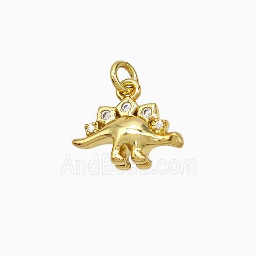 Copper Dinosaur Pendant Pave Zirconia Gold Plated