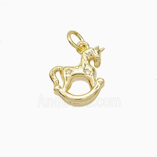 Copper Trojan Horse Pendant Pave Zirconia Gold Plated