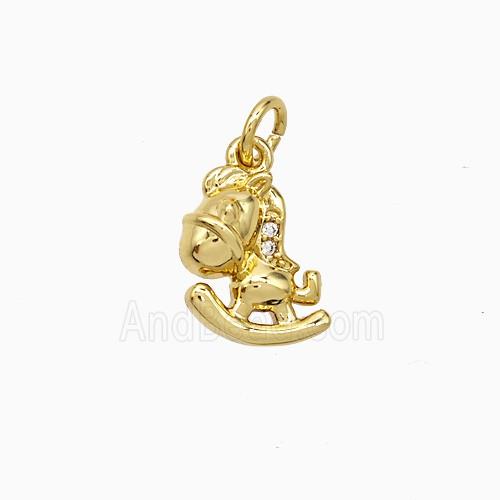 Copper Trojan Horse Pendant Pave Zirconia Gold Plated