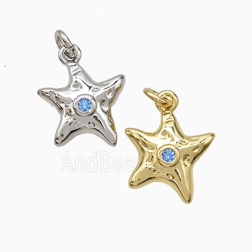 Copper Starfish Pendant Pave Zirconia Mixed