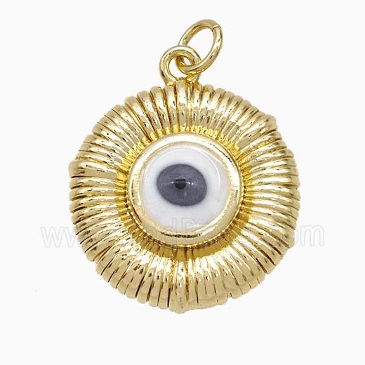 Copper Evil Eye Pendant Enamel Circle Gold Plated