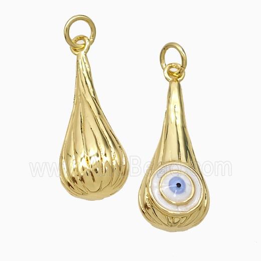 Copper Teardrop Pendant With Evil Eye Enamel Gold Plated