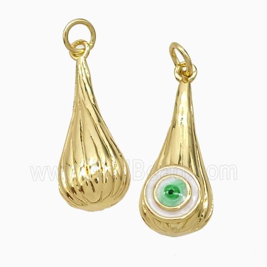 Copper Teardrop Pendant With Evil Eye Enamel Gold Plated