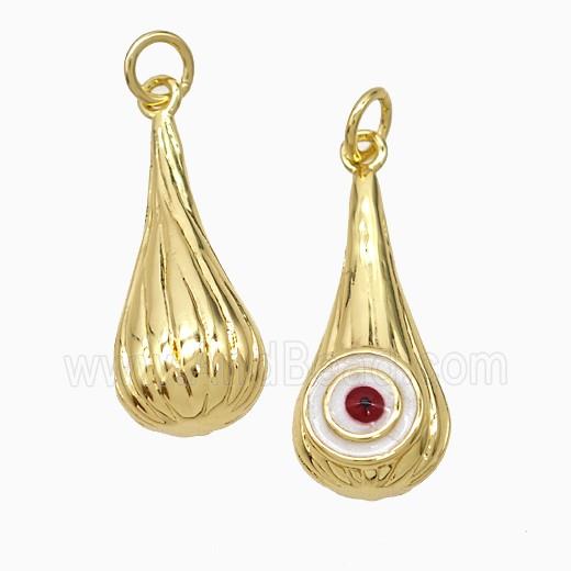 Copper Teardrop Pendant With Evil Eye Enamel Gold Plated