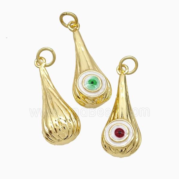 Copper Teardrop Pendant With Evil Eye Enamel Gold Plated Mixed