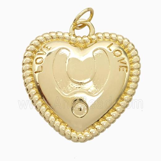 Copper Heart Pendant LOVE Gold Plated
