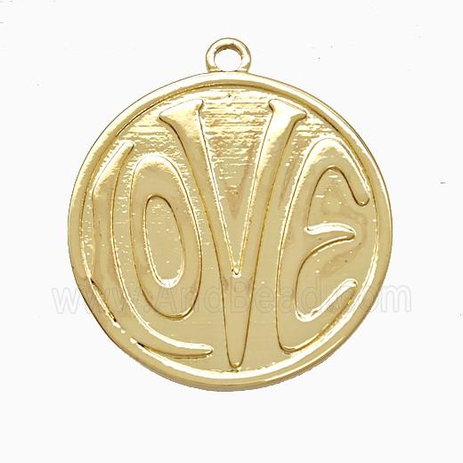 Copper LOVE Pendant Circle Gold Plated