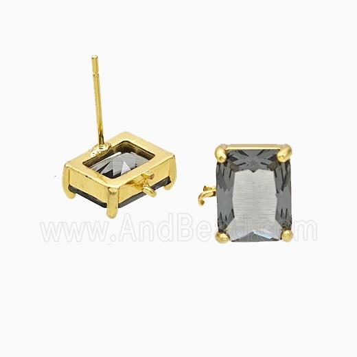 Copper Stud Earrings Pave Crystal Glass Gold Plated