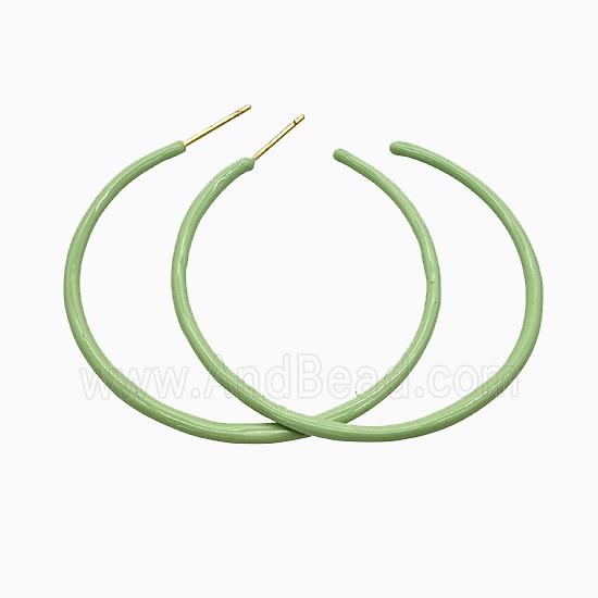 Copper Stud Earrings Green Lacquered Gold Plated