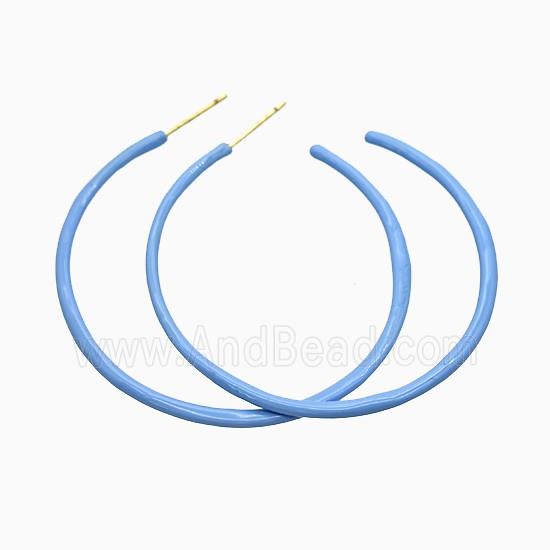 Copper Stud Earrings Blue Lacquered Gold Plated
