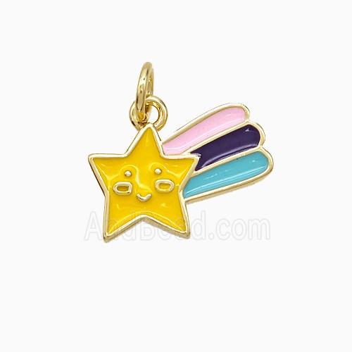 Copper Star Pendant Multicolor Enamel Gold Plated