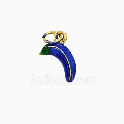 Copper Banana Pendant Blue Enamel Gold Plated